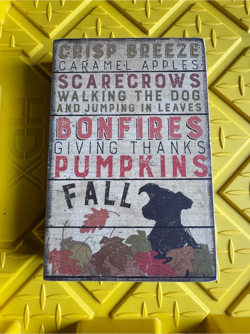 Rustic Fall Wall Plaque - Pumpkins & Bonfires (Red, Black)